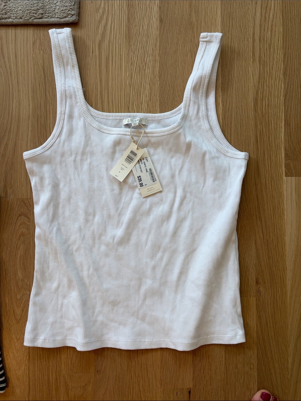 Z Supply White Ribbed Square Neck Tank